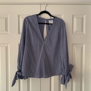 Chambray V-Neck Blouse